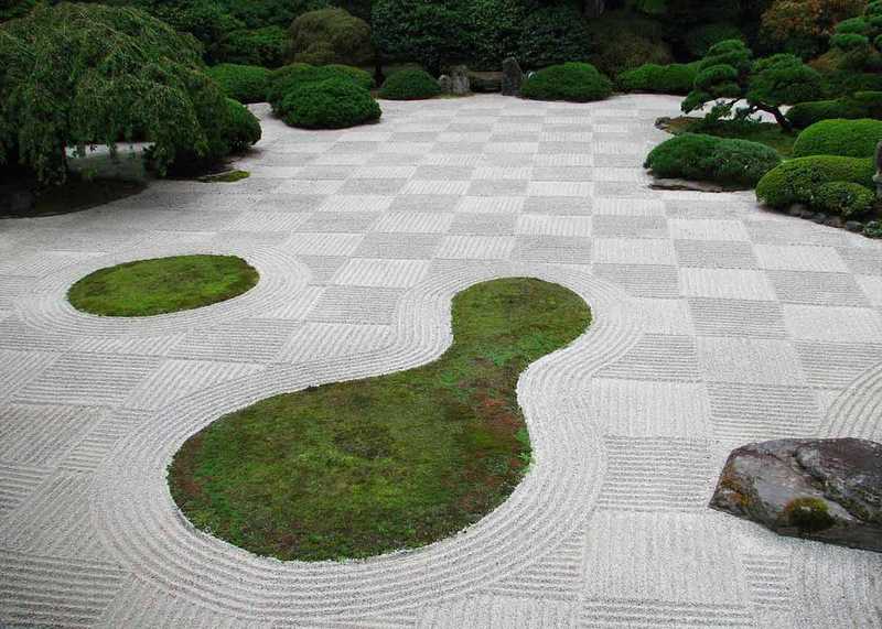 © Jardin japonais de Portland, jardin de sable et de pierren