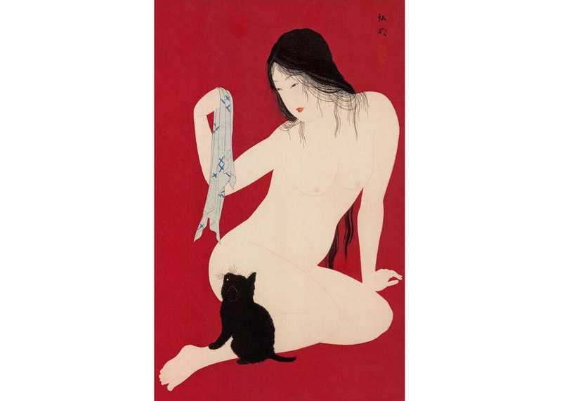 Femme et chaton par Shohei Takahashi