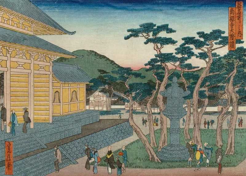 La grande lanterne du temple Nanzen-ji par Hasegawa Sadanobu I, 1870