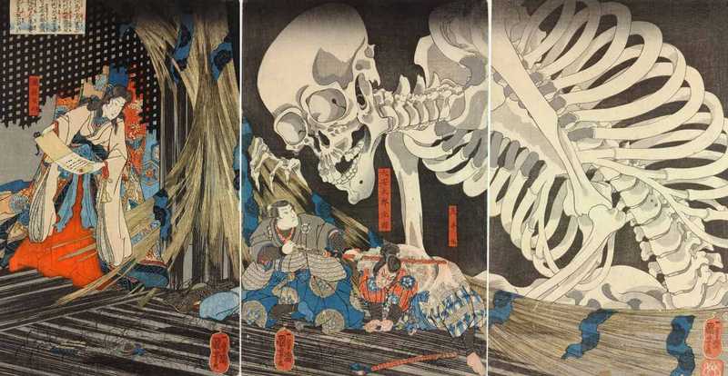 Takiyasha la sorcière et le spectre du squelette, gravure sur bois d'Utagawa Kuniyoshi.