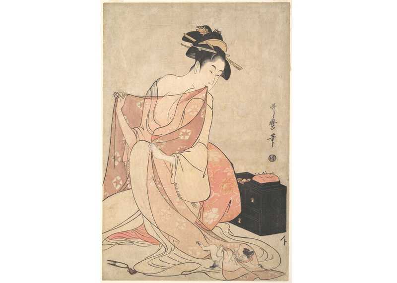 Une femme et un chat par Kitagawa Utamaro
