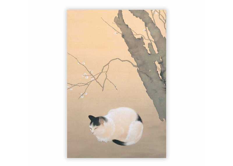 Chat et fleurs de prunier par Hishida Shunso