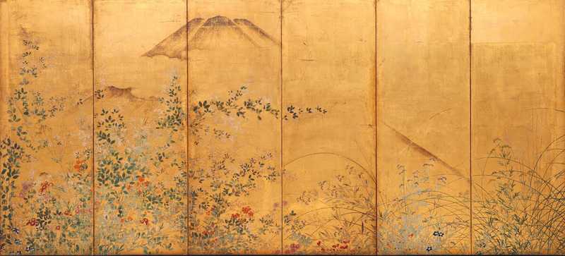 Écran représentant les plaines de Musashiro, Hasegawa Tohaku, 16e-17e siècle